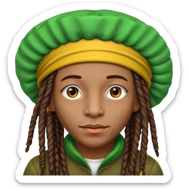 Jamaican dreads with a Jamaican bonnet no person sticker