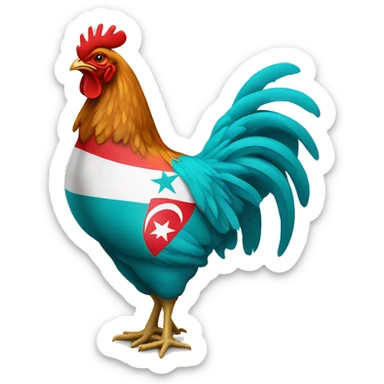 chicken with the color of Türkiye flag sticker