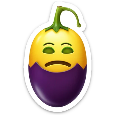 Smiley emoji with eggplant sticker