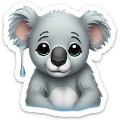 Koala soaking wet with tears of grief sticker