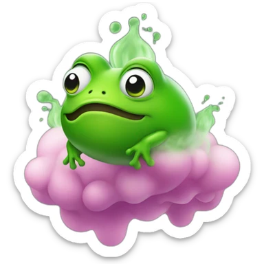 farting frog with green gases floating behind sticker