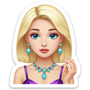 gem lover woman with gem accessories excessive amount sticker