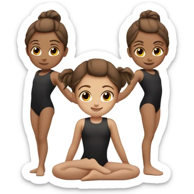 3 girls with brown hair doing gymnastics sticker