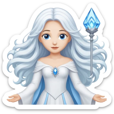 Good Witch of the North from the Wizard of Oz with light skin, blue eyes, white long hair, white outfit sticker