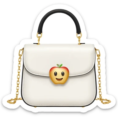 chic white purse with golden chain strap, minimalist and elegant, Apple emoji inspired sticker