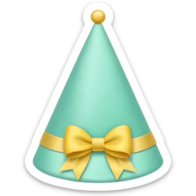 birthday hat with a bow, pastel mint and yellow sticker
