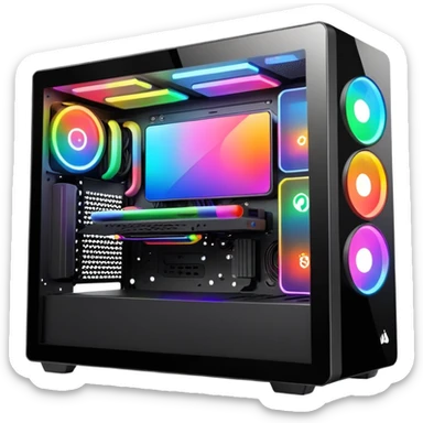 a black gaming pc with rgb lights  sticker