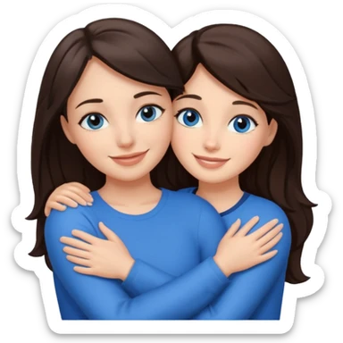 Brunet z ciemnymi oczami przytulający się do brunetki z niebieskimi oczami sticker