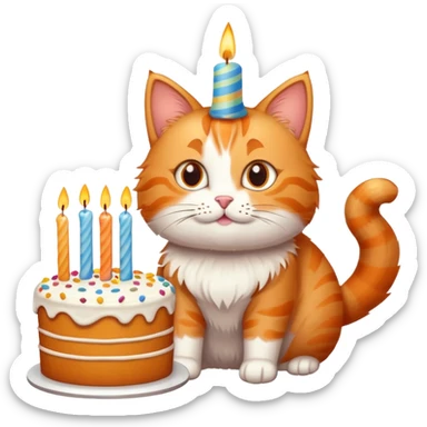 Cat with birthday cake sticker