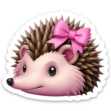 Hedgehog with pink bow sticker