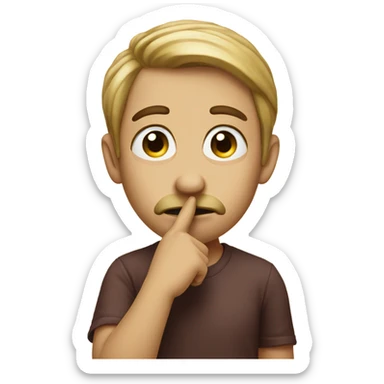 Person with finger under their nose sticker