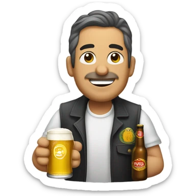 un vendedor de la ONCE bebiendo cerveza sticker