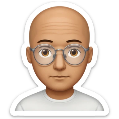 papà calvo occhi marroni e occhiali con doppio ponte sticker