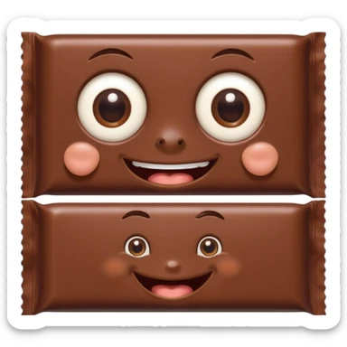  chocolate bar with eyes and mouth looking at the camer sticker