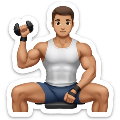 man seated weighted wrist curl sticker