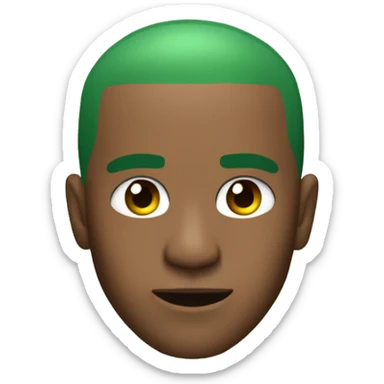 frank ocean green buzzcut winking with a slight smirk but acting nonchalant sticker