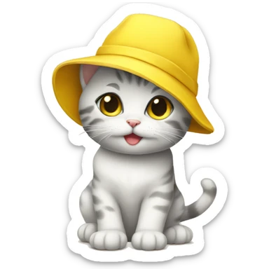 Baby cat with a yellow hat sticker