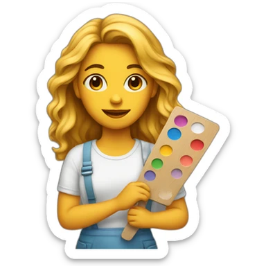 artist girl holding a palette sticker