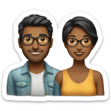 indian-guy-with-glasses-black-girl-couple sticker