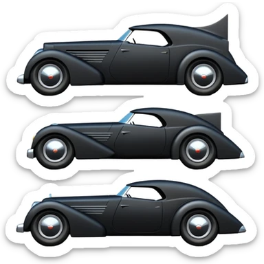  the animated series aerodynamic futuristic Batmobile loosely based on 1936 cord 812 (flat long straight faceted mechanical body) stealthy understated hot rod  sticker