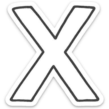 the letter X as a hand-drawn black outlined icon, sketchy and casual sticker