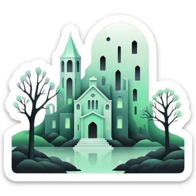 Ghostly Pastel Black Green White Spectral Gloomy Dusky Dystopian Apocalyptic Aesthetic Scenery Deco sticker