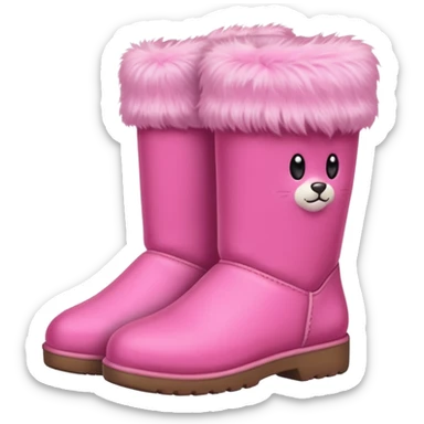Cute pink fur boots sticker