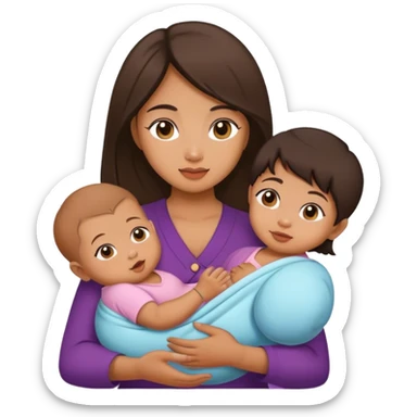 Thai women with cute baby sticker