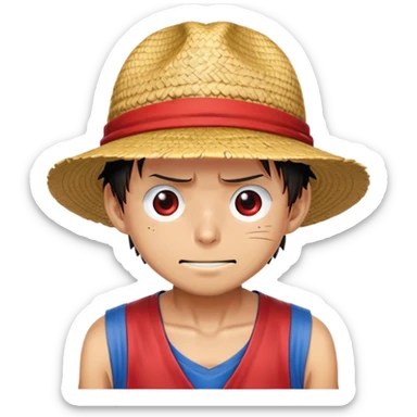 Monkey D. Luffy with straw hat, red vest, blue shorts, scar under eye sticker