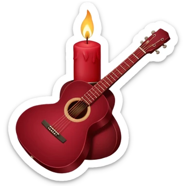 Maroon red aesthetic pookie bow,candle and guitar  sticker