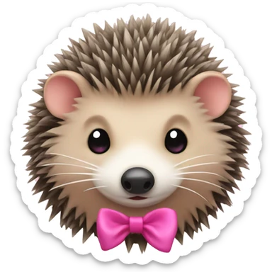 hedgehog with a pink bow sticker