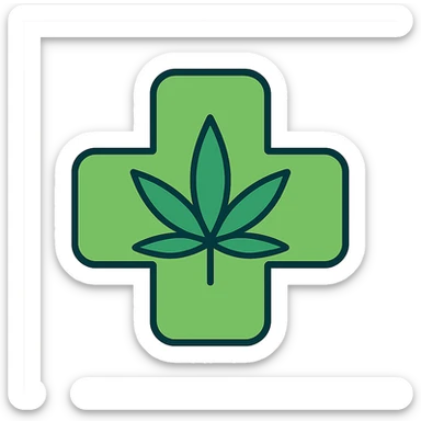 bold green cross with rounded edges, cannabis theme sticker