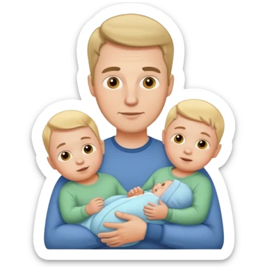 white man with three babies sticker