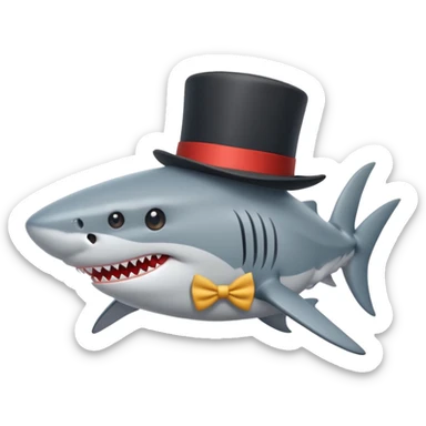 Shark with a top hat sticker
