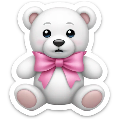 white teddy bear with pink bow sticker