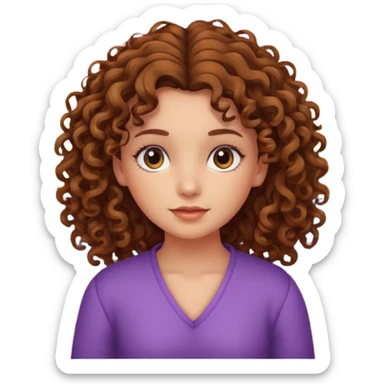 girl with curly hair facing the beach with a sunset sticker