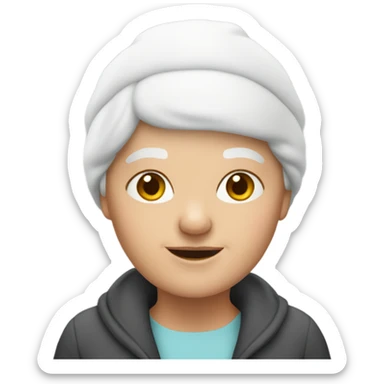 White Grandma with a Beanie no hair sticker