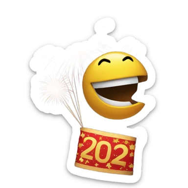 Wishing a happy new year with a firework sticker