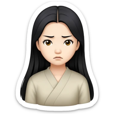 Asian girl with long black hair annoyed sticker