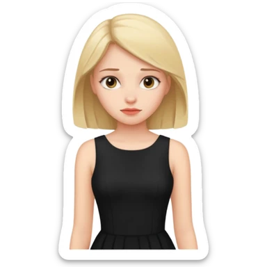 دختر زیبا با لباس مشکی کمی خسته و امیدوار  sticker