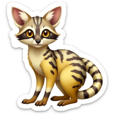 Exotic randomly colored colorful light cute lush warm-colored Fakémon-Fionbri-Vernid-Genet-creature with markings (full body) sticker