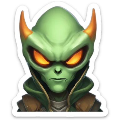 alien demon hunter scifi roguelike rpg style inspired by slay the spire digital art sticker