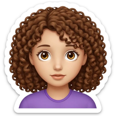 Uma menina de cabelos cacheados com olhos marrons e cabelos castanhos  sticker