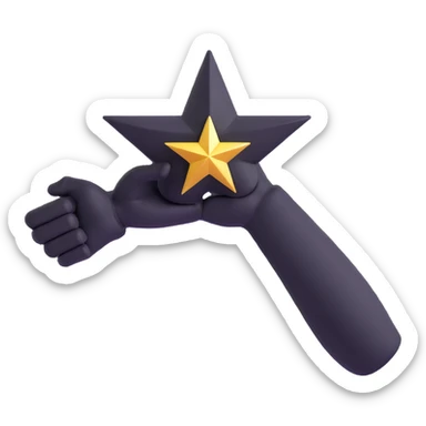 flexed biceps arm with a four-pointed sparkle star, modern and friendly sticker