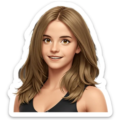 smiling girl with long hair sticker