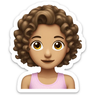 Create an emoji of a brunette girly girl with some lil curls on her hair sticker