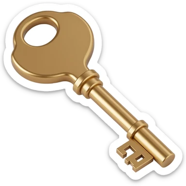 realistic metallic key, skeuomorphism icon style sticker