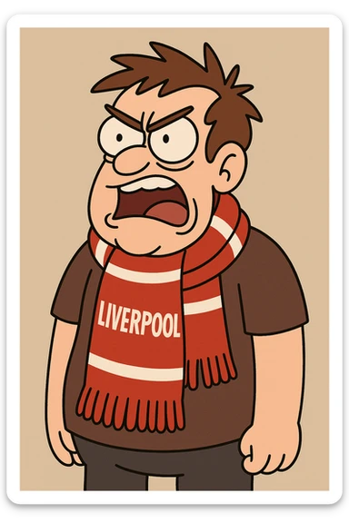 Liverpool FC scarf, red with white stripes, football fan accessory, simple and bold sticker