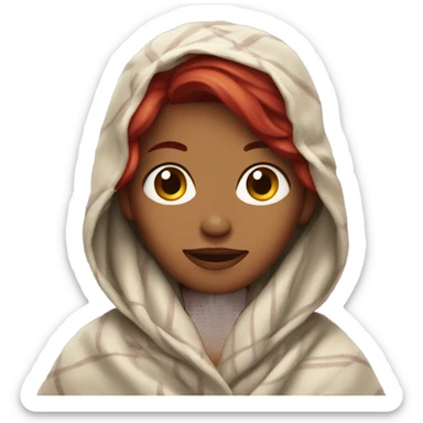 Woman with cherry hair in a blanket sticker