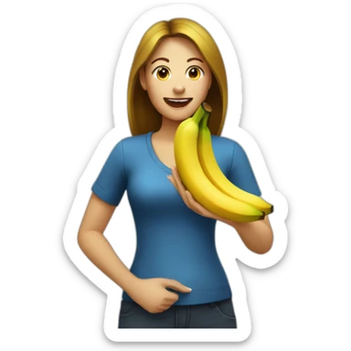 women eating banana sticker